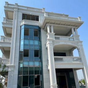 德州 芝麻白花岗岩别墅外墙干挂效果展示