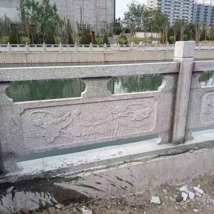 德州 芙蓉白大花桥梁、河道，石材栏杆、围栏、护栏