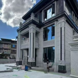 德州 别墅干挂，芝麻白与芝麻黑完美配合