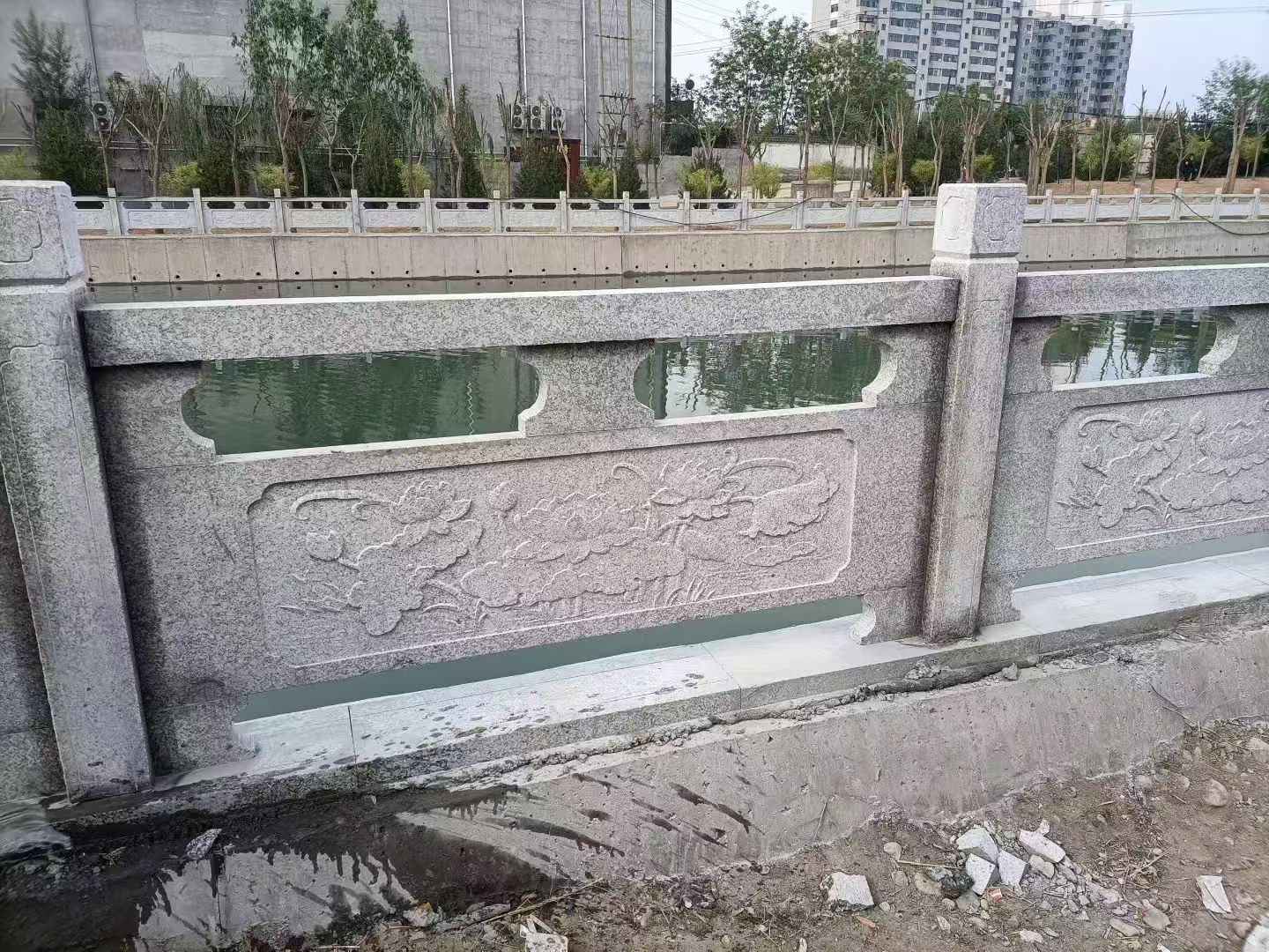 德州 芙蓉白大花桥梁、河道，石材栏杆、围栏、护栏